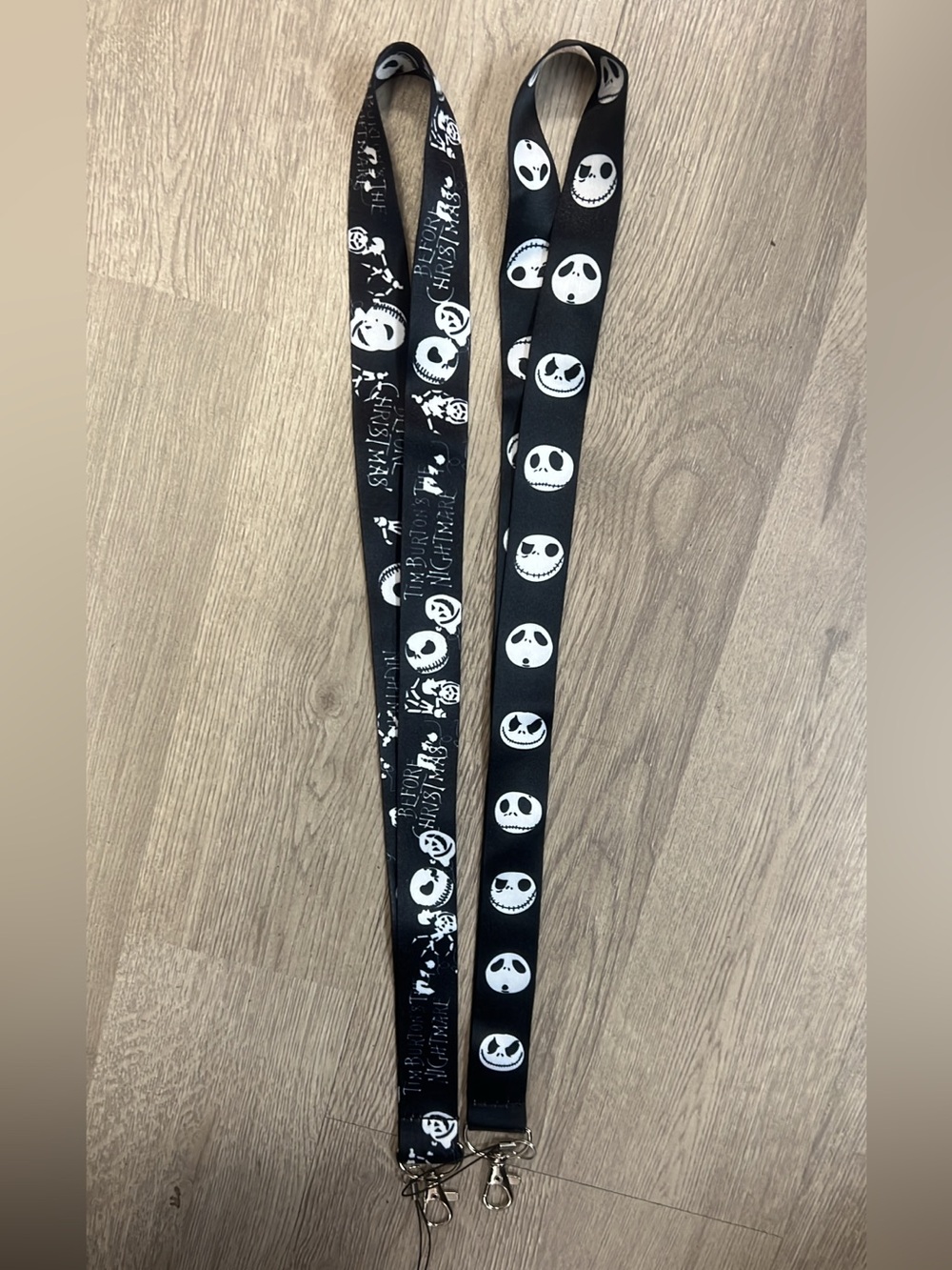 Kids Black Halloween Character Lanyard with White Skull Faces